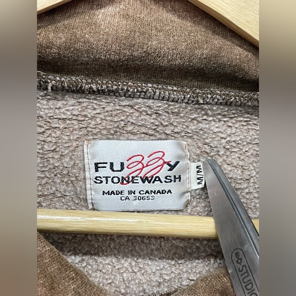 Vintage 90s Fuzzy Stonewash Quarter Zip Pacific Northwest Eagle Sweatshirt, M - Picture 3 of 10